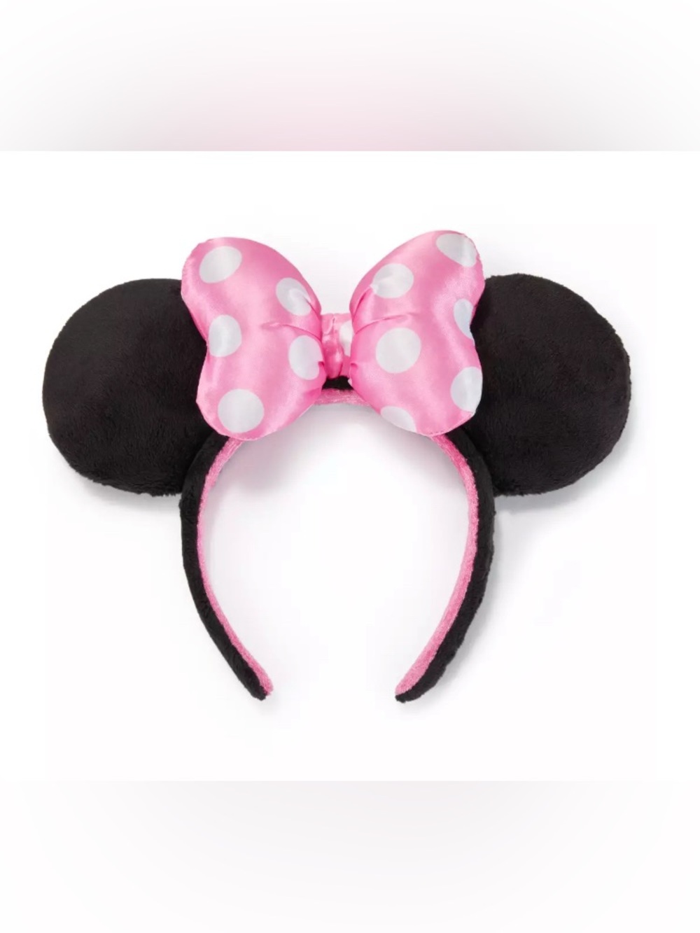 Disney Pink Polka Dot Bow Minnie Ear Headband with Black Ears